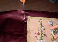 Cut the fabric to size.